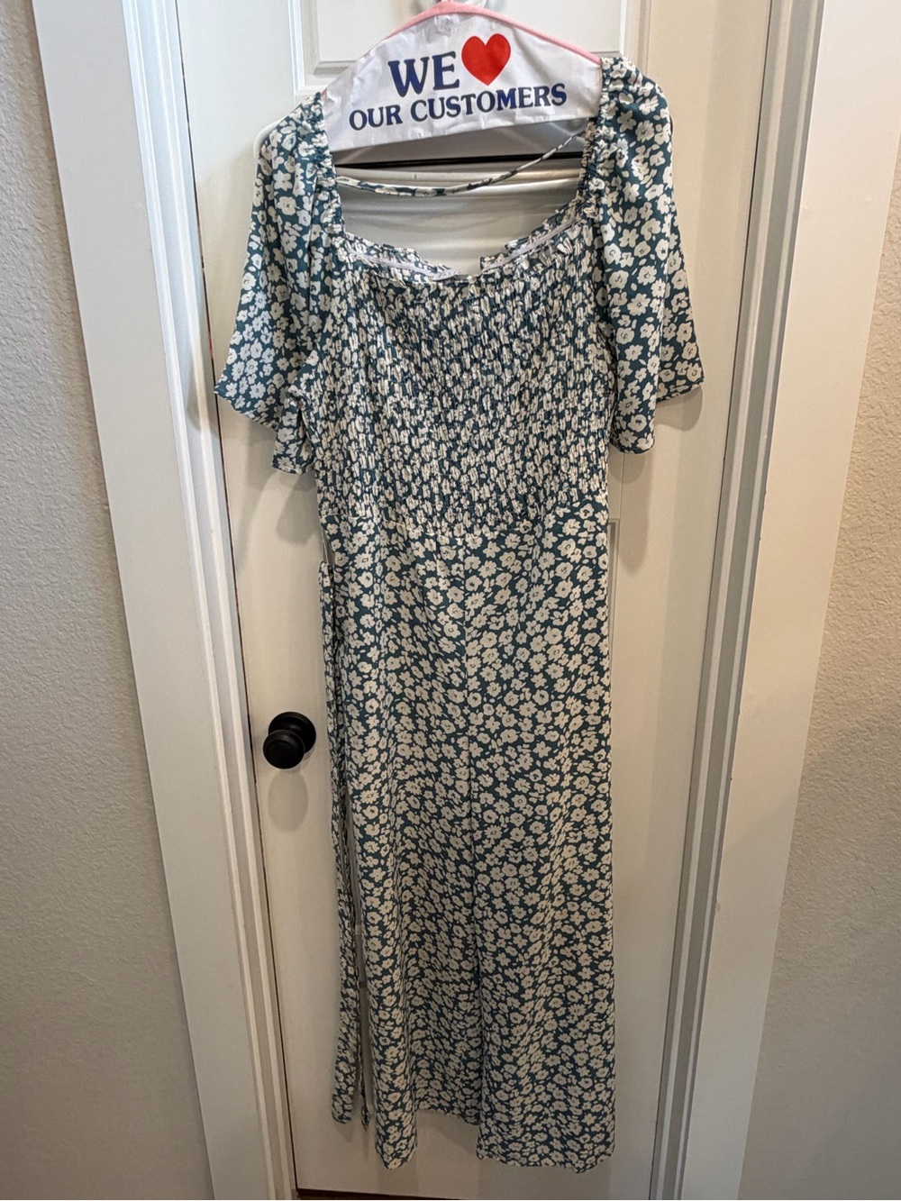 Baltic Born Teal and White Floral Smocked JUMPER